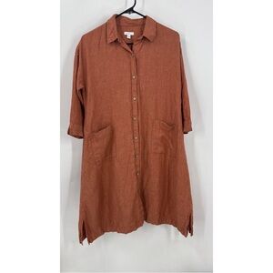 Pure Jill linen by J Jill lagenlook oversized Button-Down Shirt Dress XS